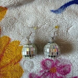 Silver Disco Ball Earrings